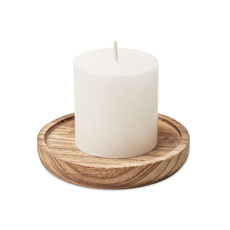 Candle on round wooden base — PENTAS