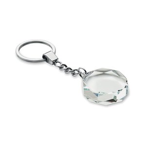 Glass round award key ring