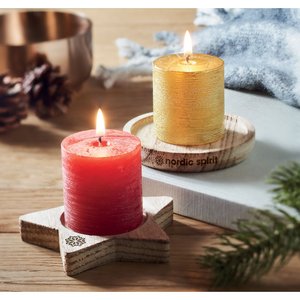 Candle on round wooden base — PENTAS