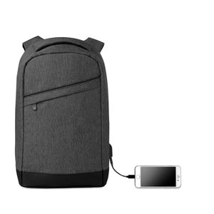2 tone backpack incl USB plug — BERLIN - Back View