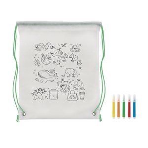 Non woven kids bag with pens — CARRYDRAW - Back View
