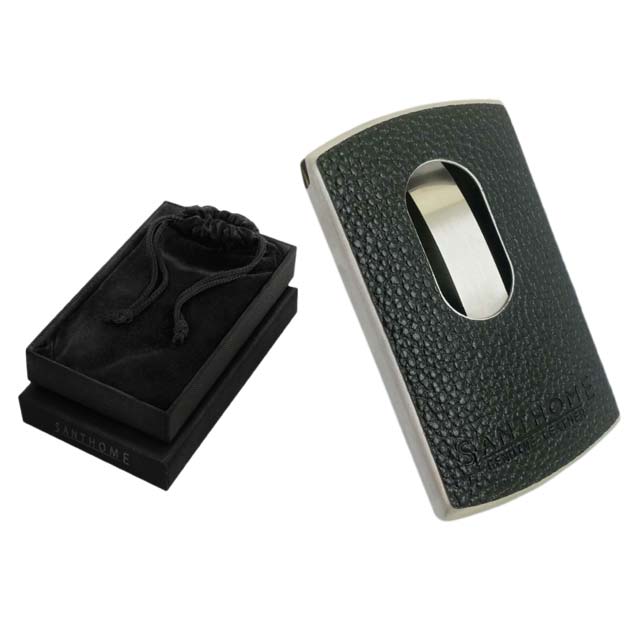 SANTHOME Genuine Leather & Metal Cardholder