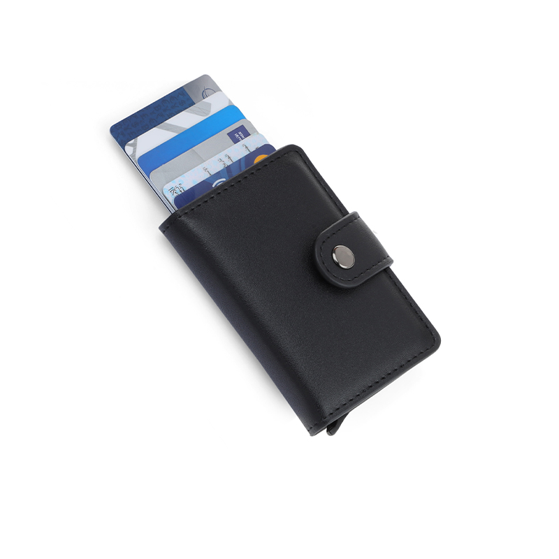 RFID PU Slim Cardholder Wallet - Black