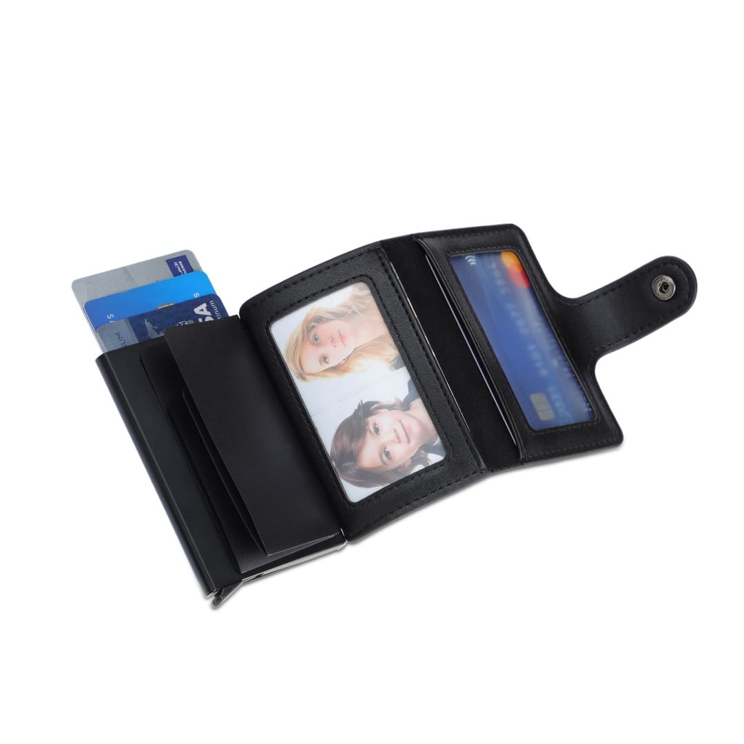 RFID PU Slim Cardholder Wallet - Black