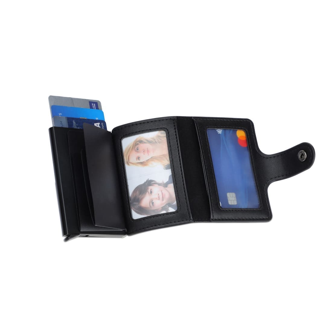 RFID PU Slim Cardholder Wallet - Black