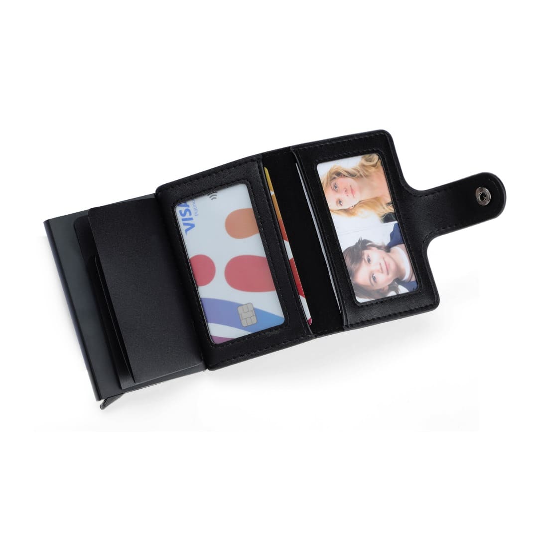 RFID PU Slim Cardholder Wallet - Black
