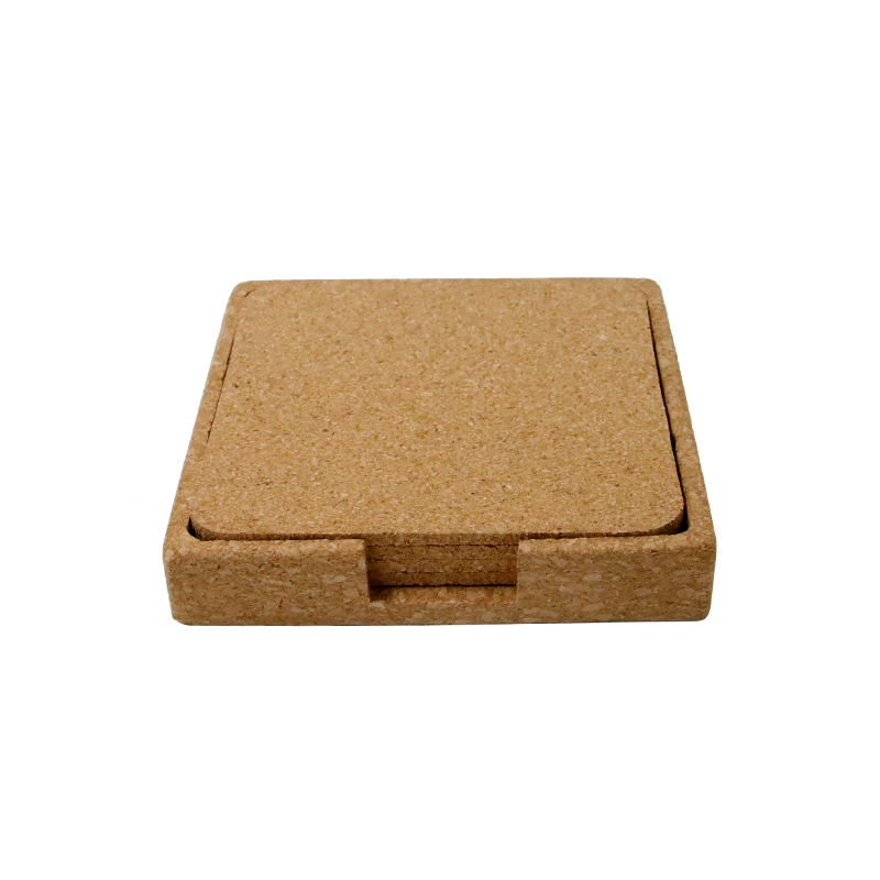 eco-neutral set of 4 Cork Coasters with Cork Stand