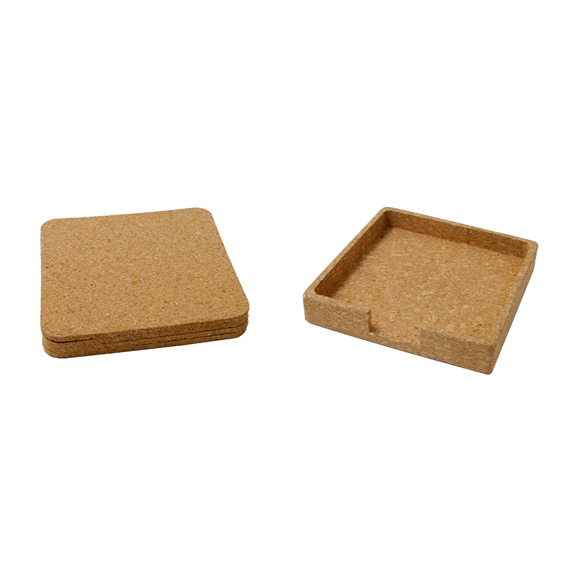 eco-neutral set of 4 Cork Coasters with Cork Stand
