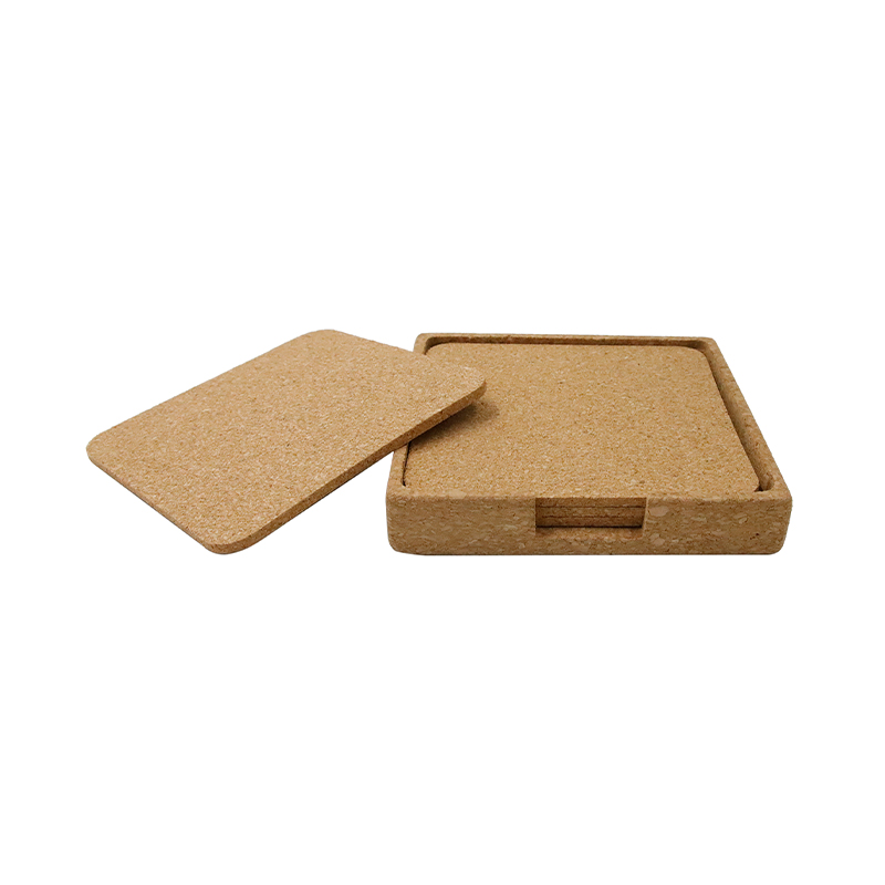 eco-neutral set of 4 Cork Coasters with Cork Stand