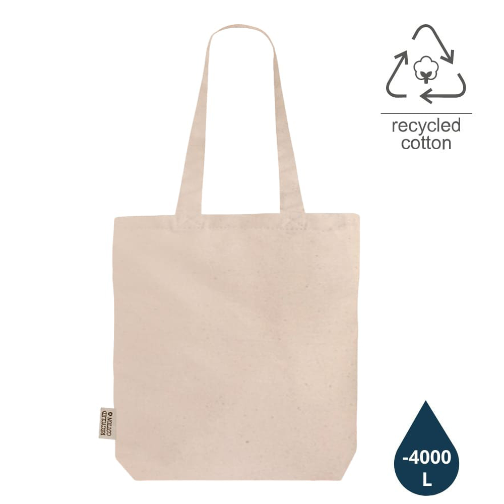 GRS-certified Recycled Cotton Tote Bag with Gusset - Natural