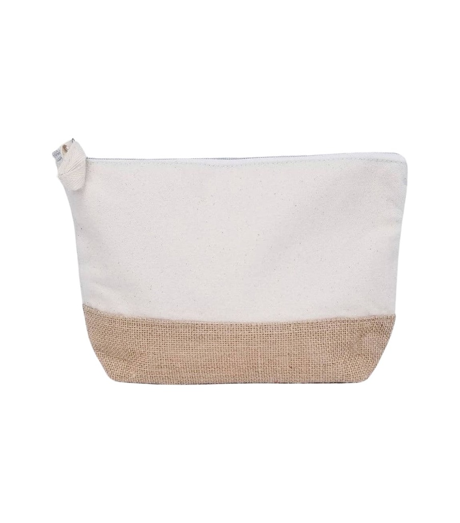 GRS-certified Recycled Cotton-Jute Zipper Pouch - Natural