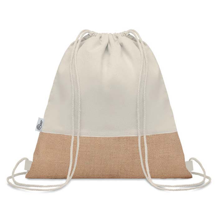 GRS-certified Recycled Cotton & Jute Drawstring Bag - Natural