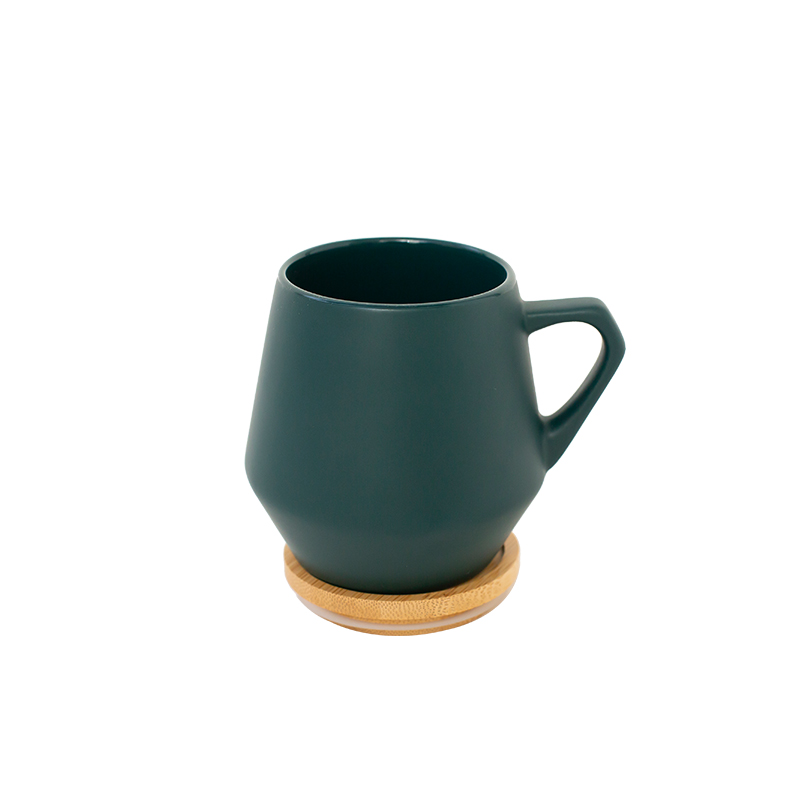 eco-neutral Ceramic Mug with Bamboo Lid - Dark Green