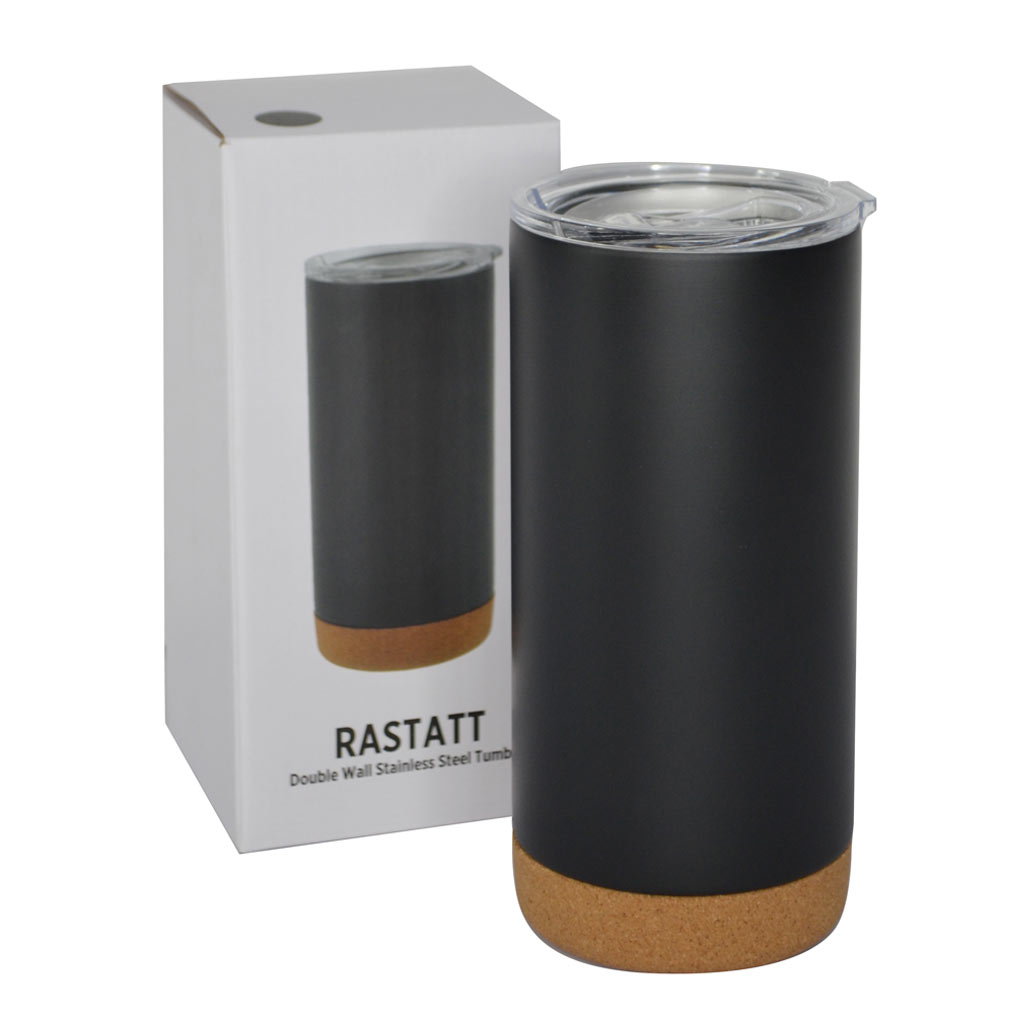 Giftology Insulated Mug / Tumbler with Cork Base - Black