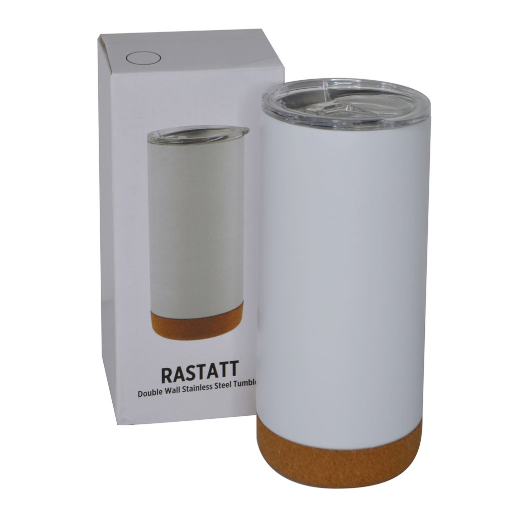 Giftology Insulated Mug / Tumbler with Cork Base - White