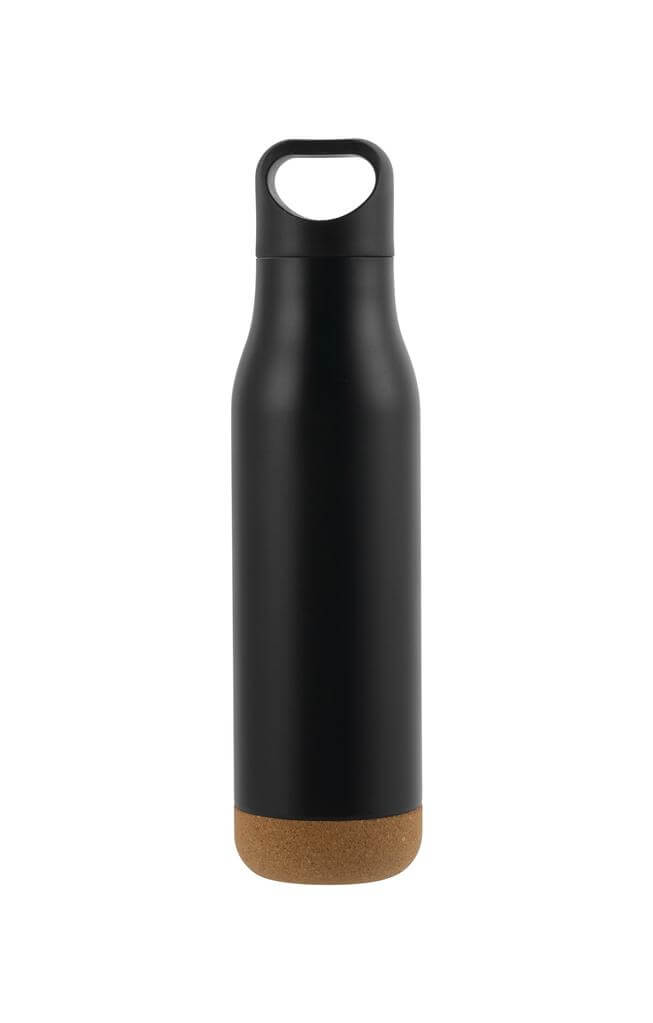 Giftology Insulated Water Bottle with Cork Base - Black