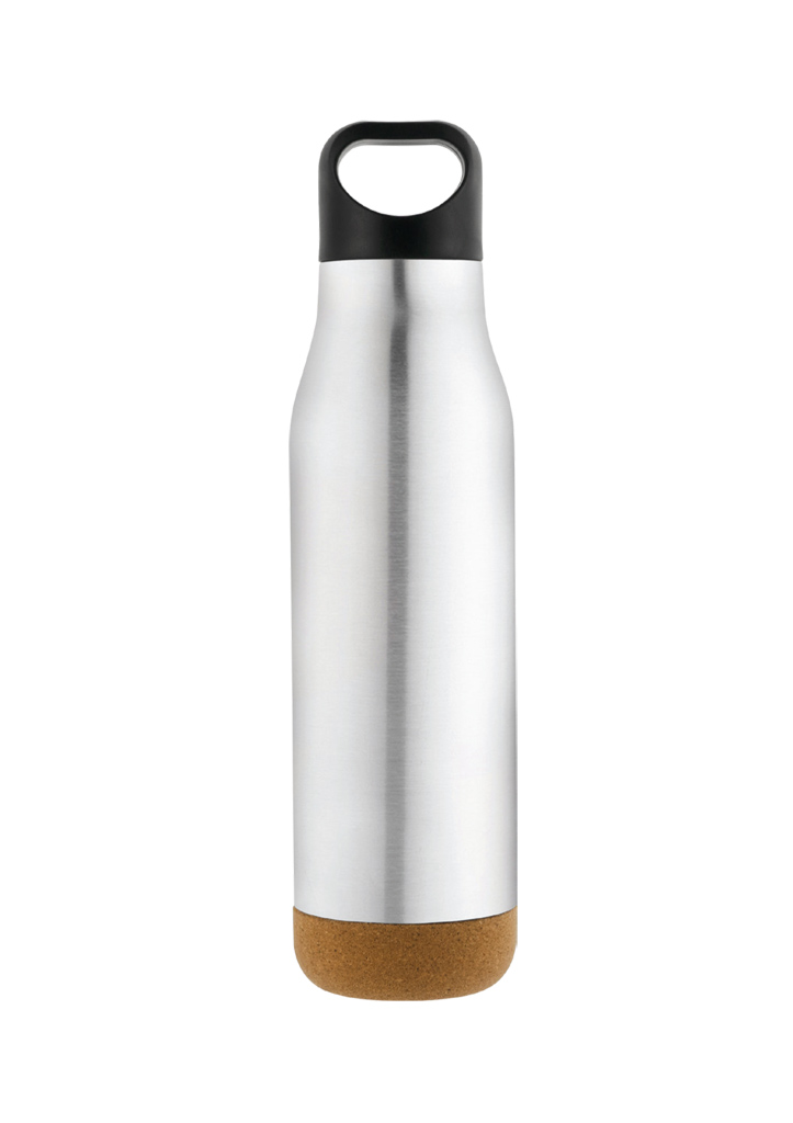 Giftology Insulated Water Bottle with Cork Base - Steel