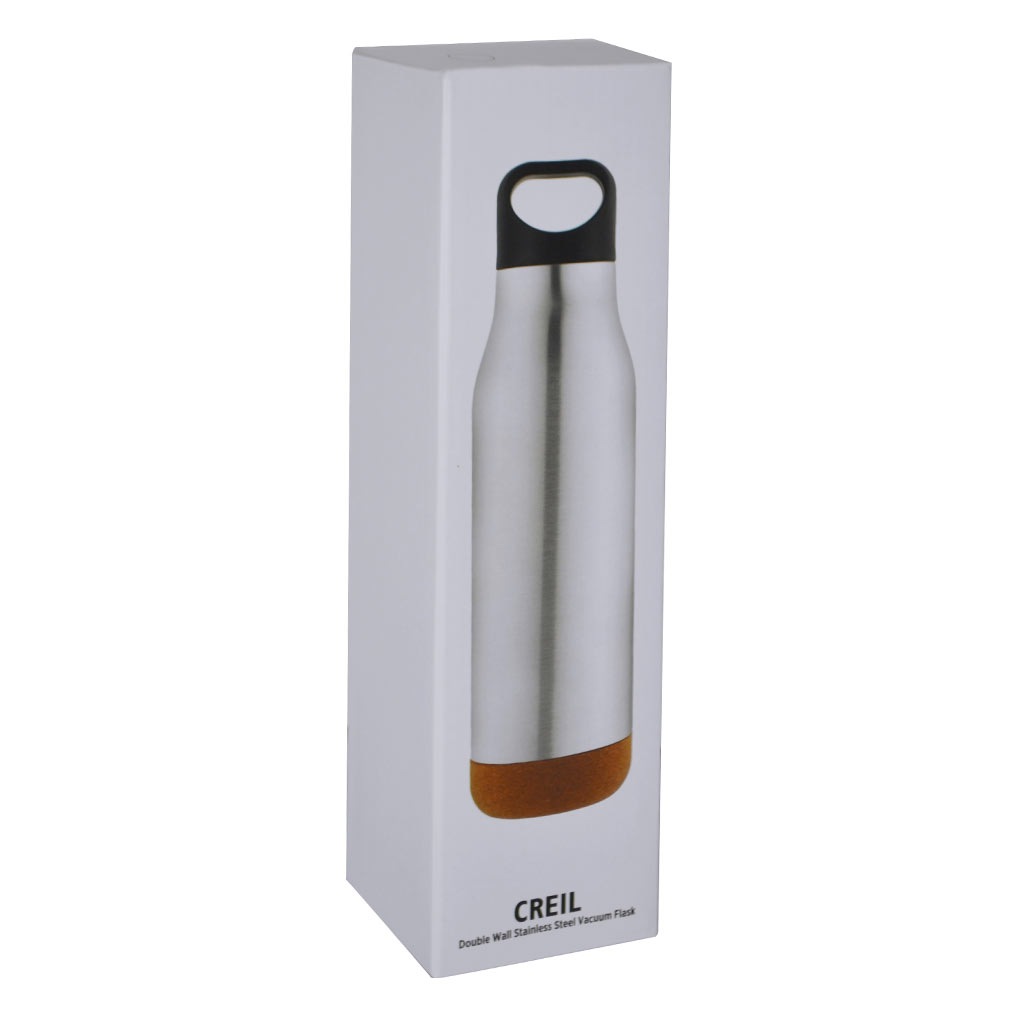 Giftology Insulated Water Bottle with Cork Base - Steel