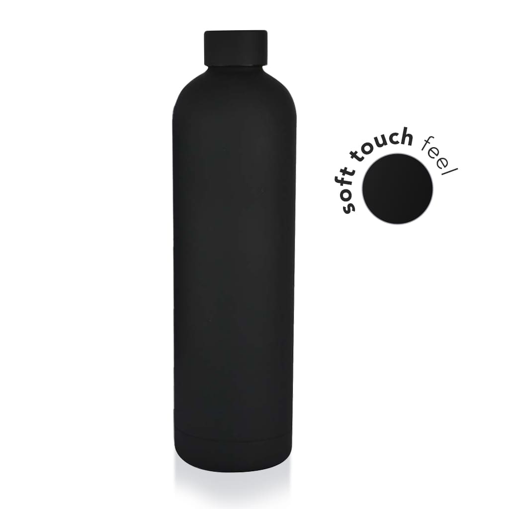 Soft Touch Insulated Water Bottle - 1000ml - Black