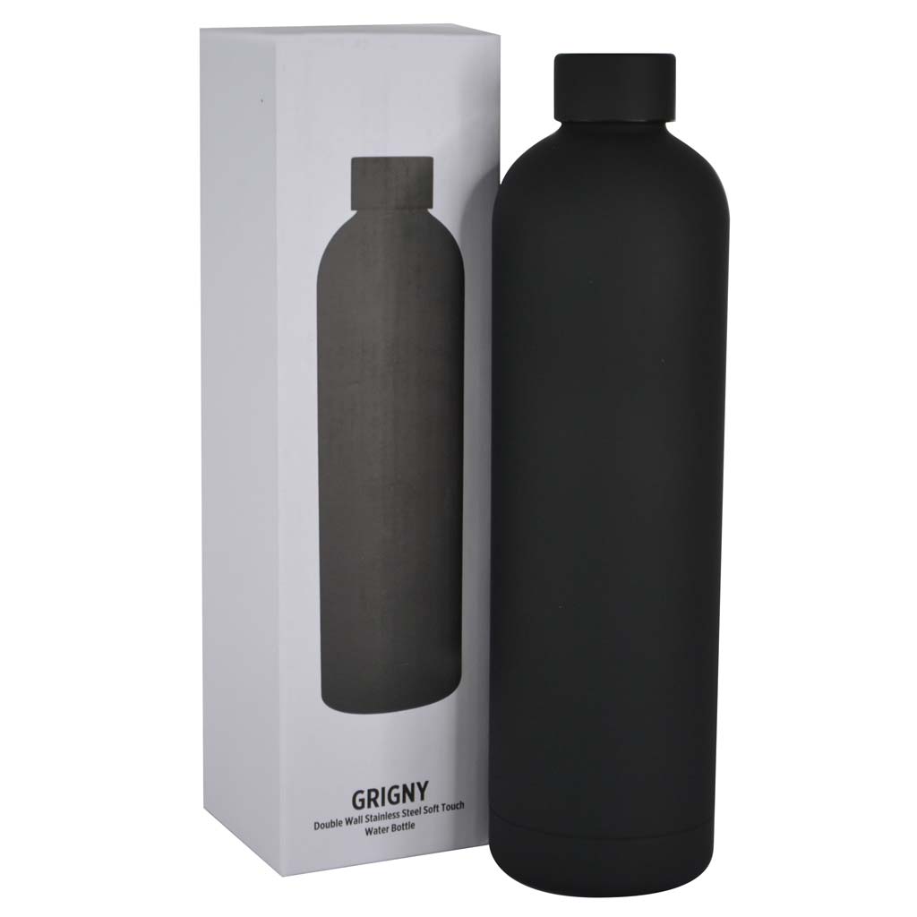 Soft Touch Insulated Water Bottle - 1000ml - Black