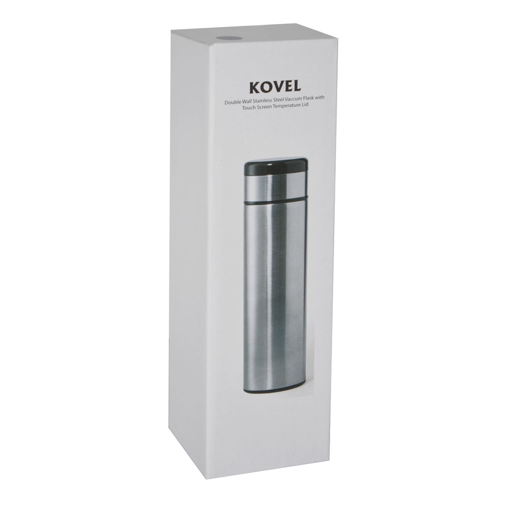 Giftology Double Walled Insulated Flask with Temperature Lid - Silver
