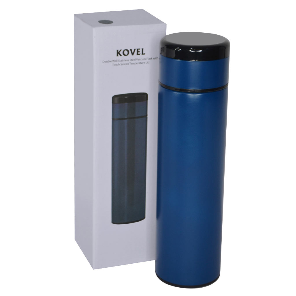 Giftology Double Walled Insulated Flask with Temperature Lid - Blue