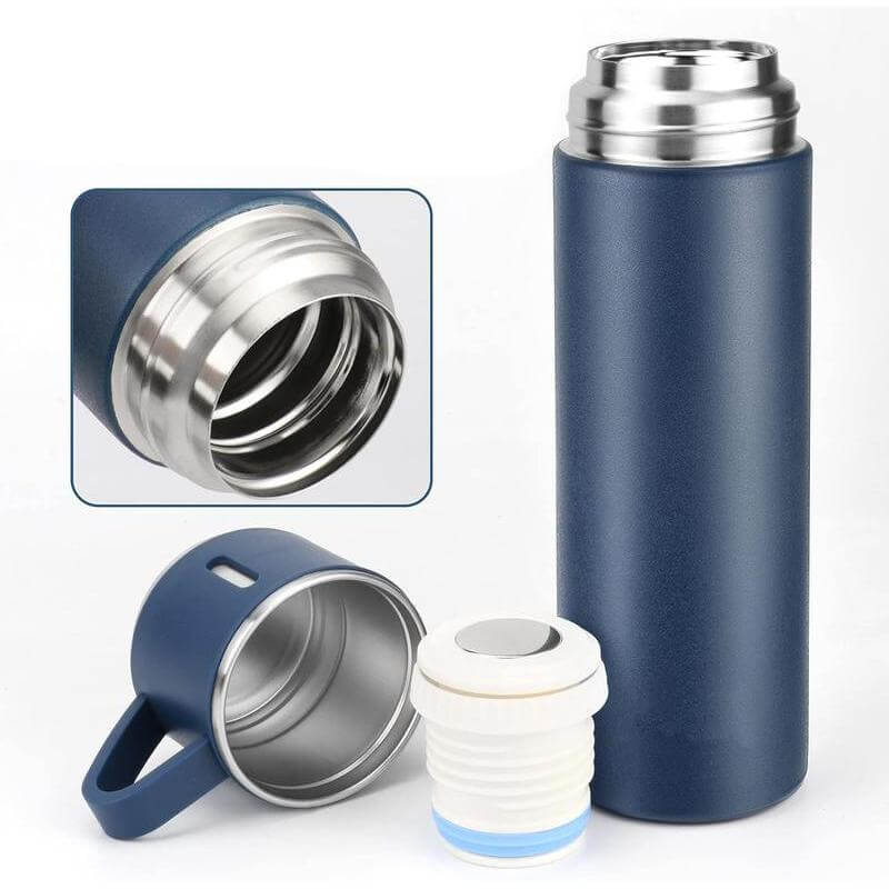 Giftology Family Set of Vacuum Flask & Two Cups - Navy Blue
