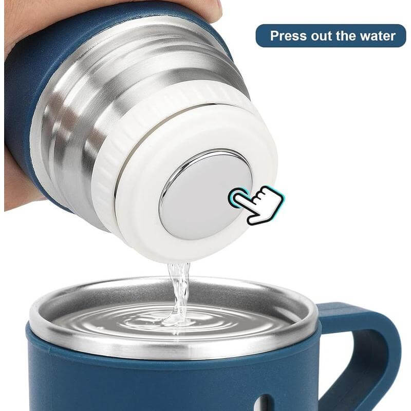 Giftology Family Set of Vacuum Flask & Two Cups - Navy Blue