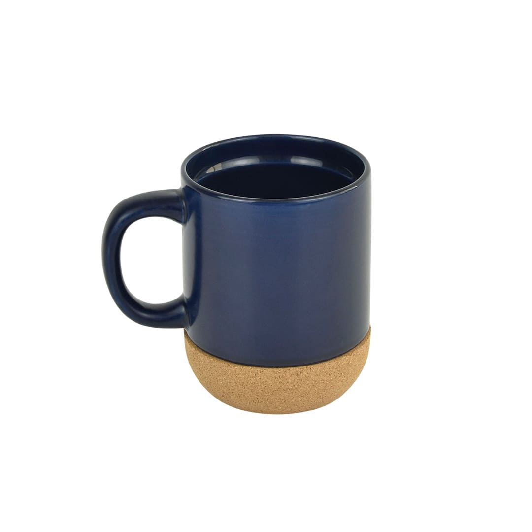 Giftology Ceramic Mug with Cork and Lid - Navy Blue