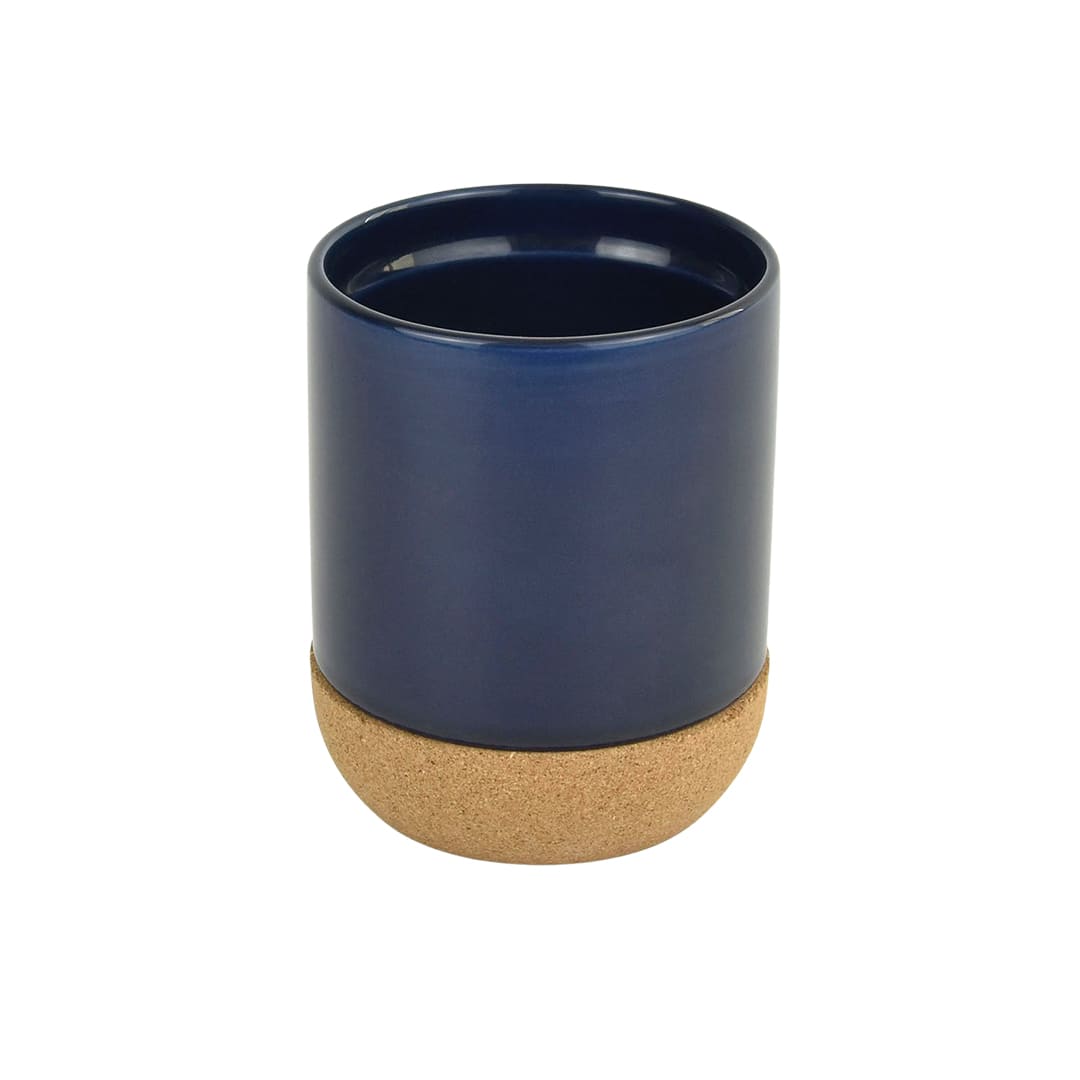 Giftology Ceramic Mug with Cork and Lid - Navy Blue