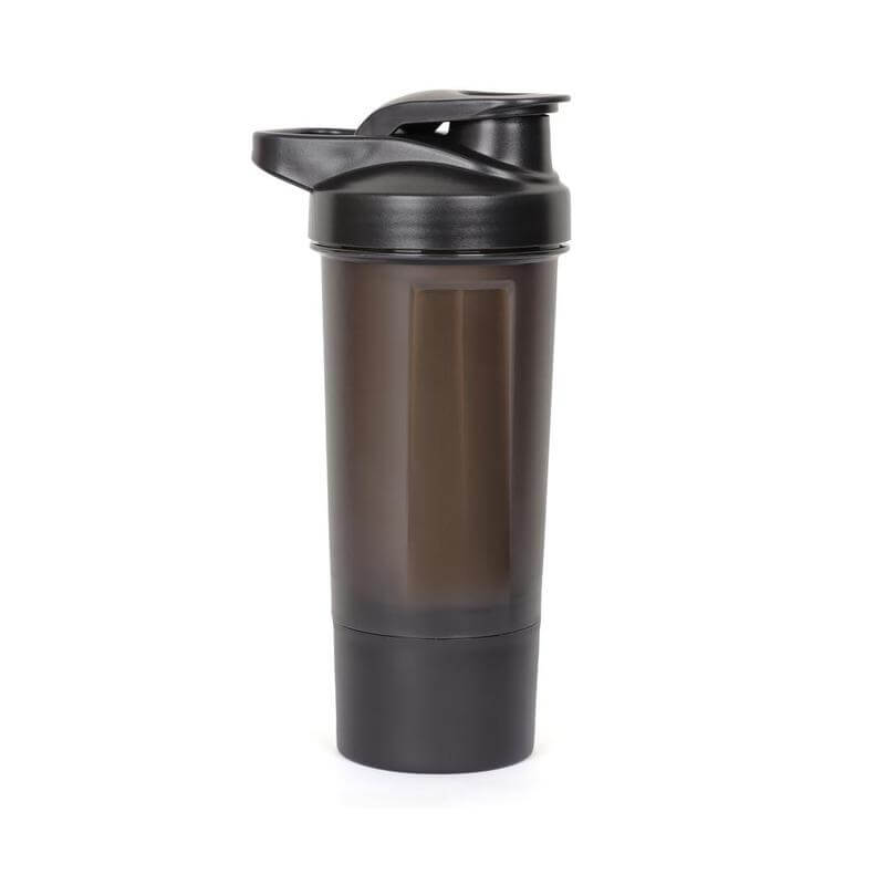 Giftology Protein Shaker Water Bottle with Cup - Black