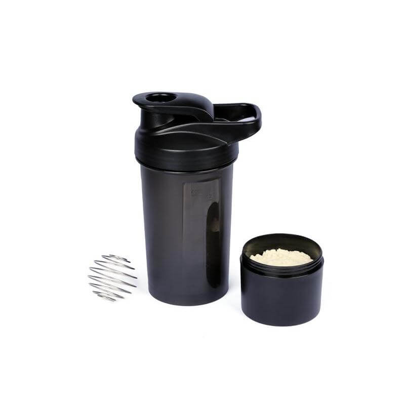 Giftology Protein Shaker Water Bottle with Cup - Black