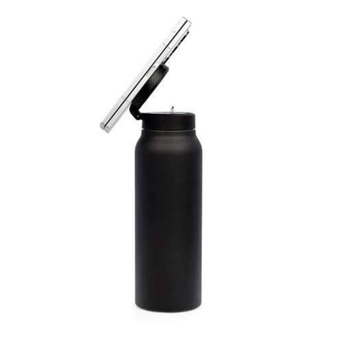 Giftology Double Walled Vacuum Bottle with Mag Holder - Black