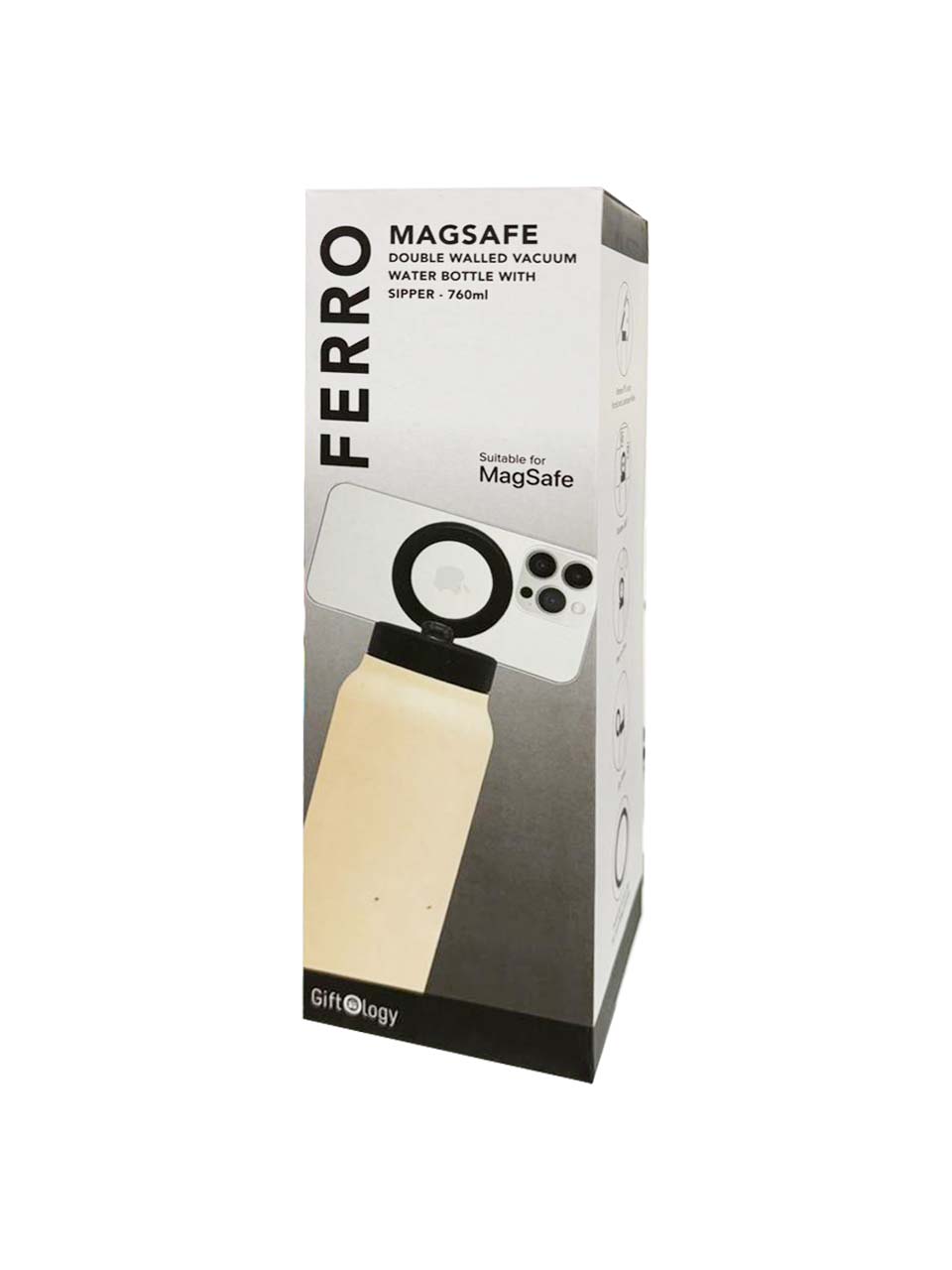 Giftology Magnetic Phone Holder Water Bottle 760ml - Sandstone