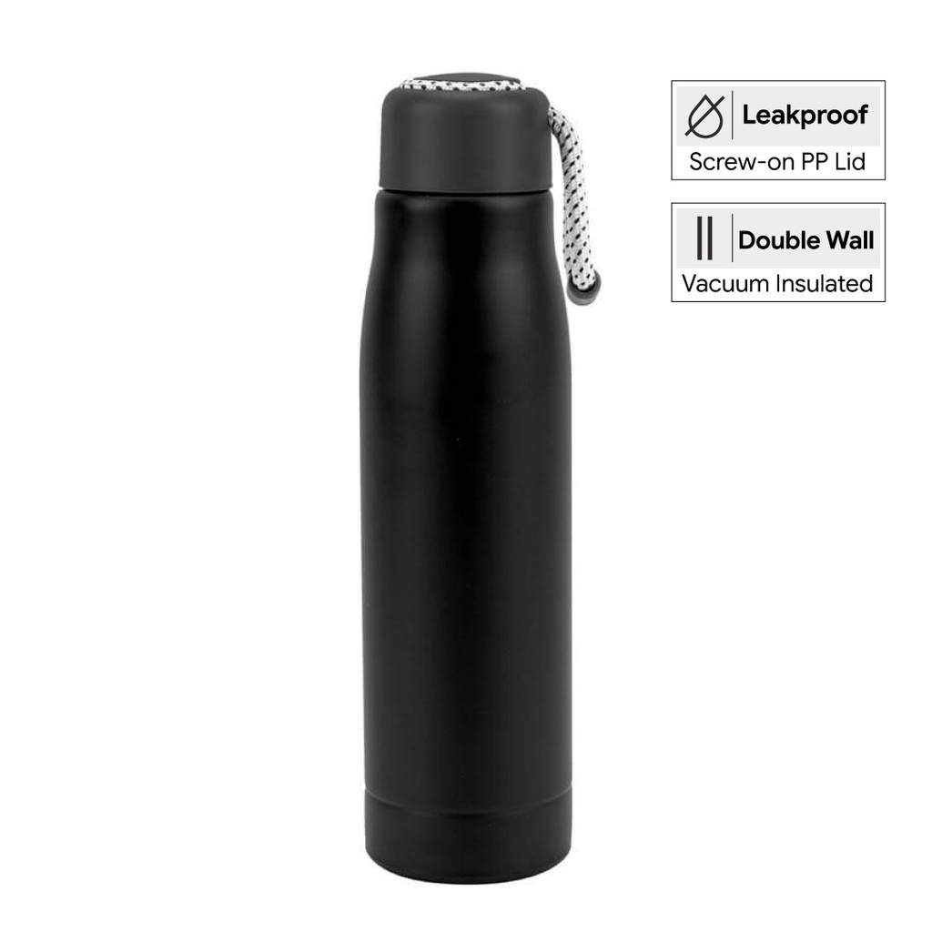 Giftology Double Wall Stainless Steel Bottle 550ml - Black
