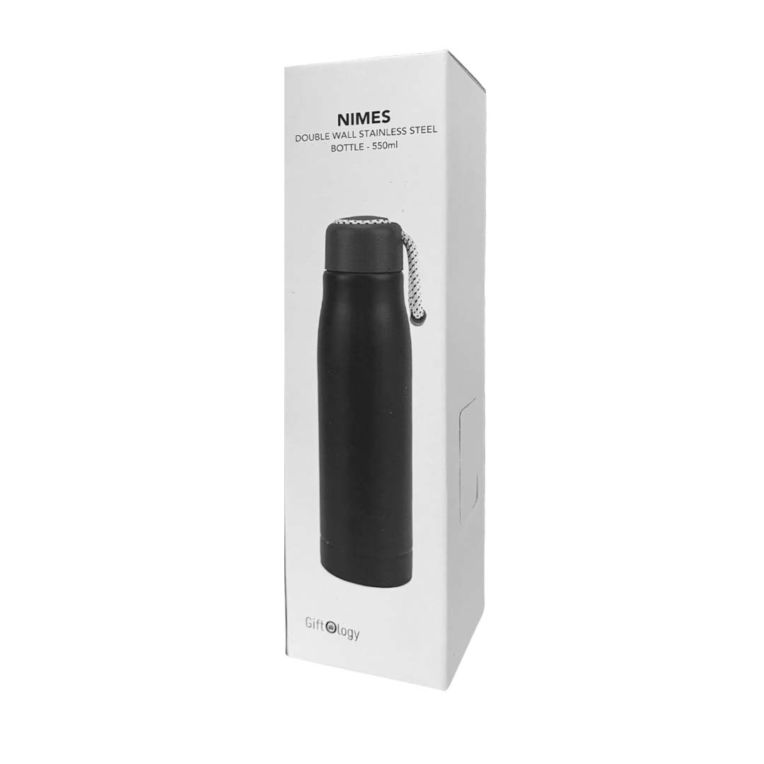 Giftology Double Wall Stainless Steel Bottle 550ml - Black