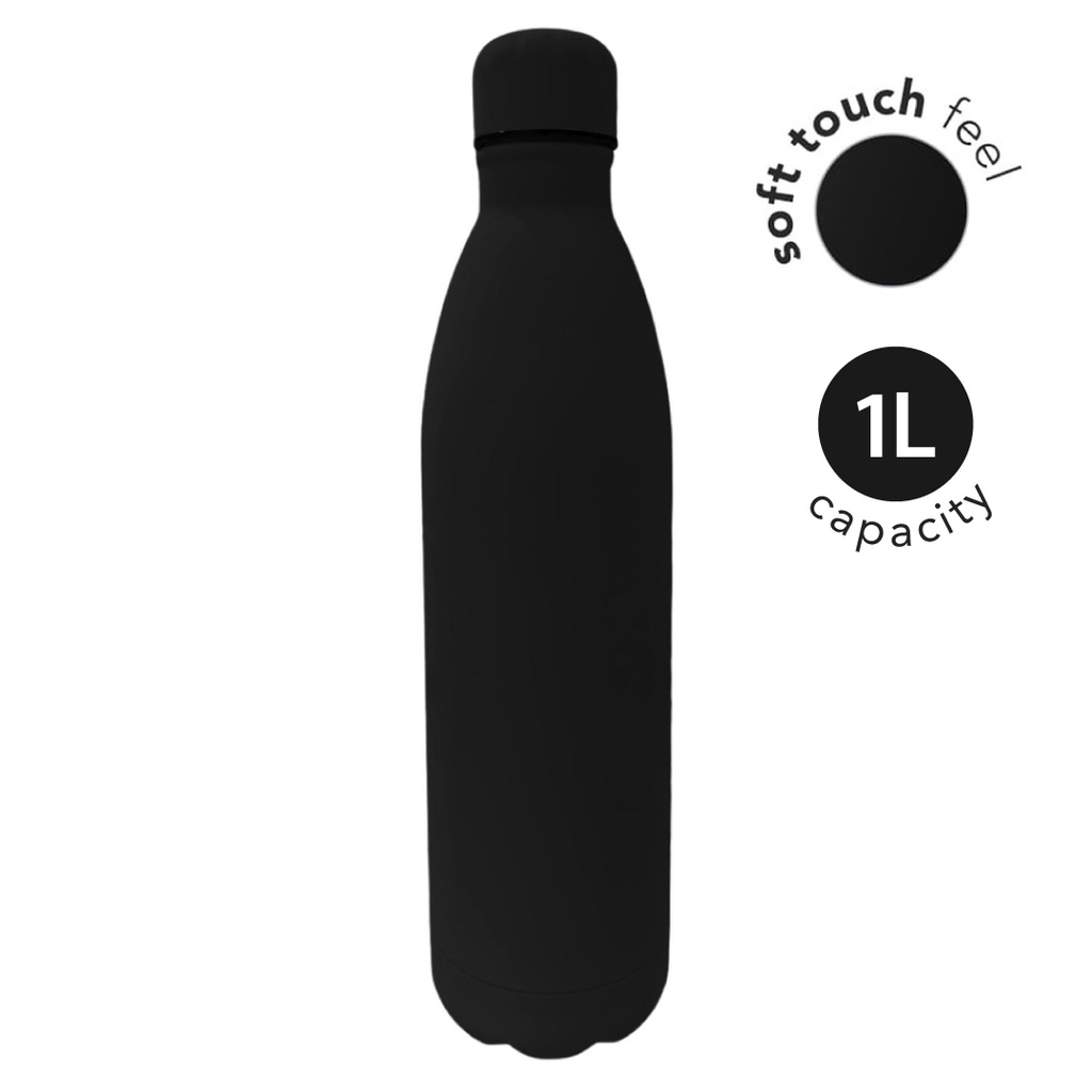 Giftology Soft Touch lnsulated Water Bottle - 1L - Black
