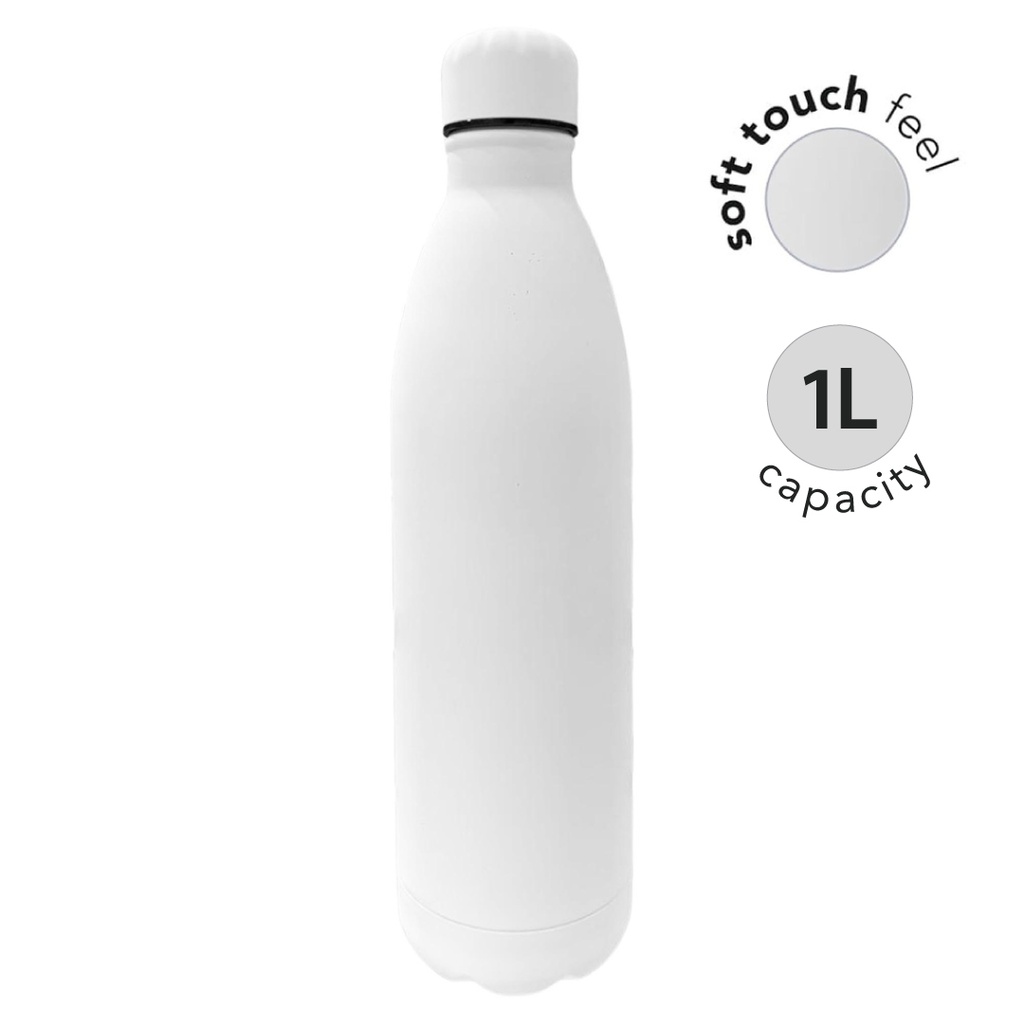 Giftology Soft Touch lnsulated Water Bottle - 1L - White