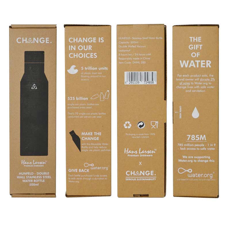 CHANGE Collection SS Double Wall Water Bottle - Black