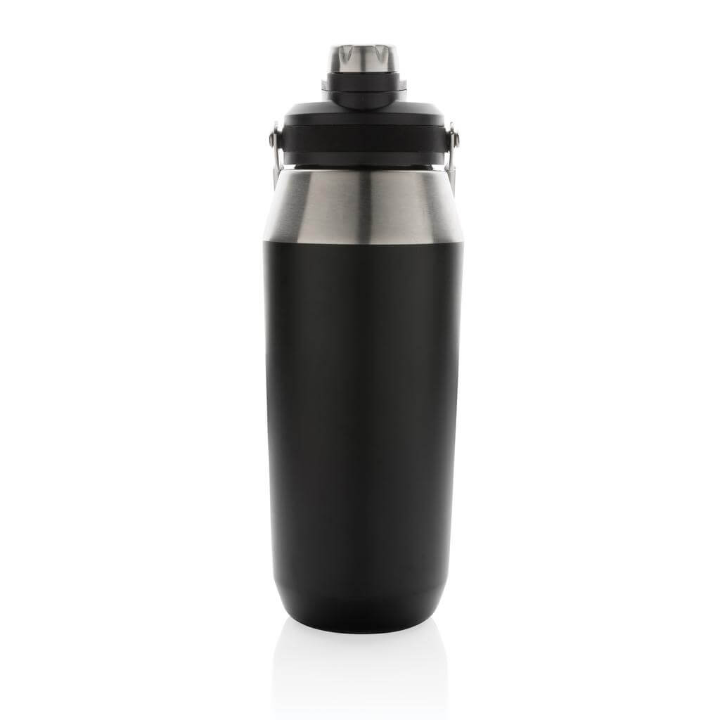 Hans Larsen Vacuum Bottle with Solid Handle and Dual Lid - 1L - Black