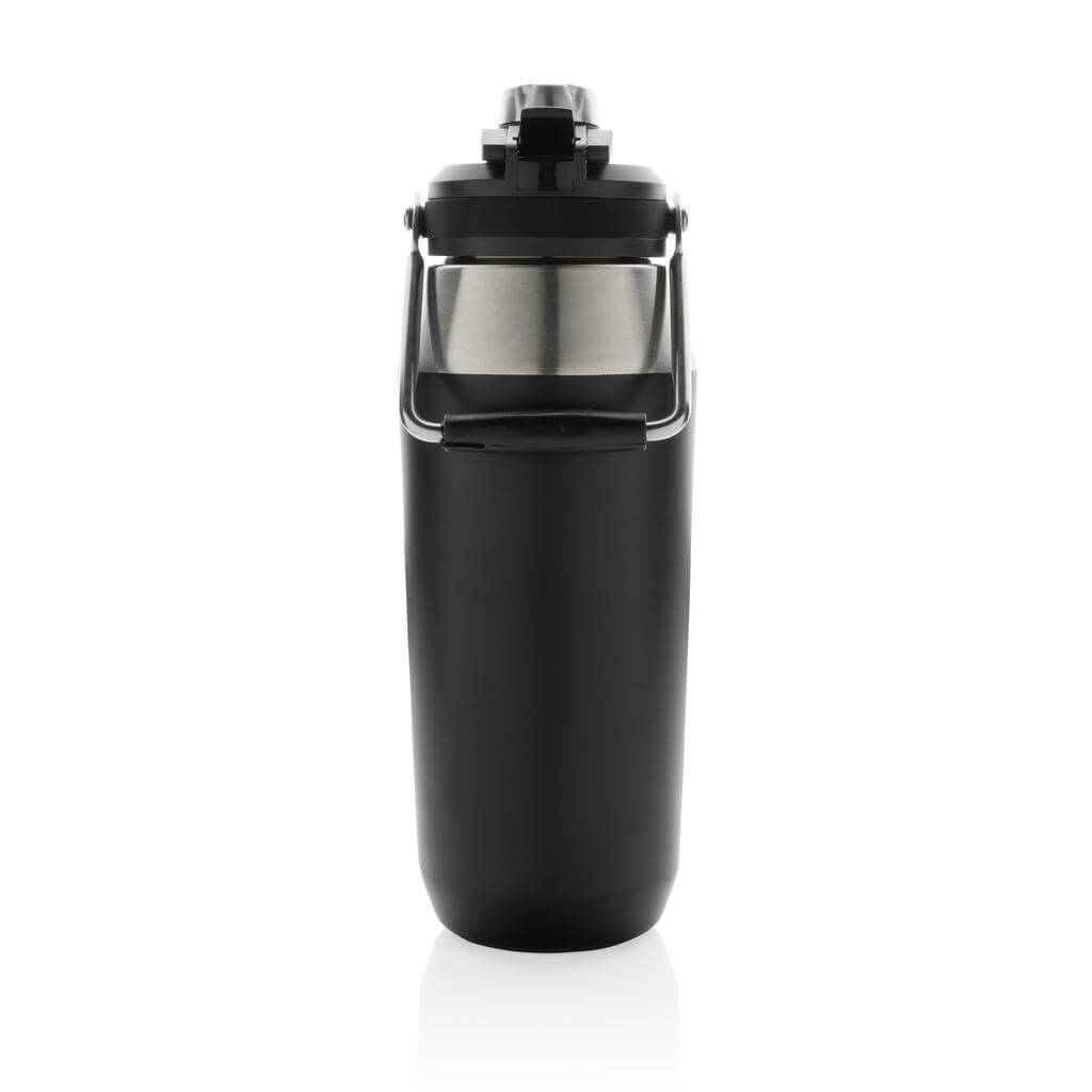 Hans Larsen Vacuum Bottle with Solid Handle and Dual Lid - 1L - Black