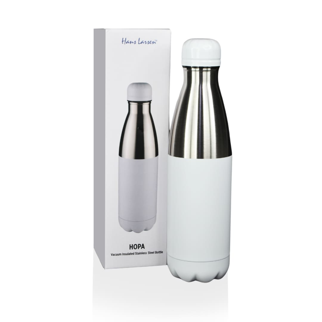 Hans Larsen Double Wall Stainless Steel Water Bottle - White