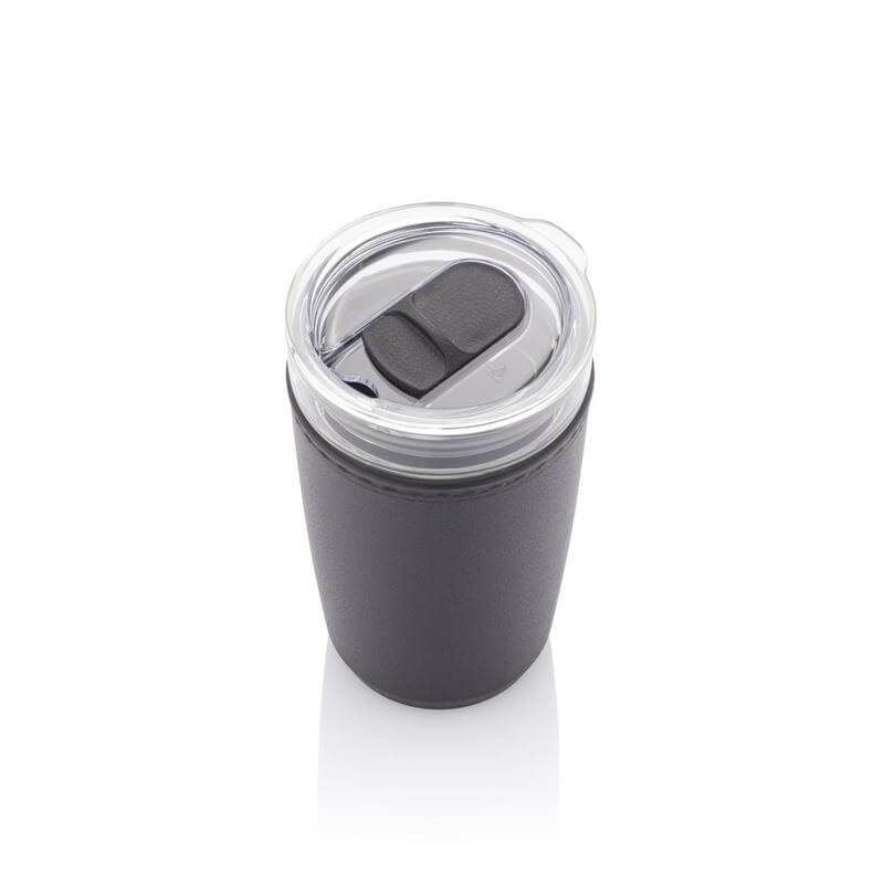Hans Larsen Premium Glass Tumbler with Recycled Protective Sleeve - Black