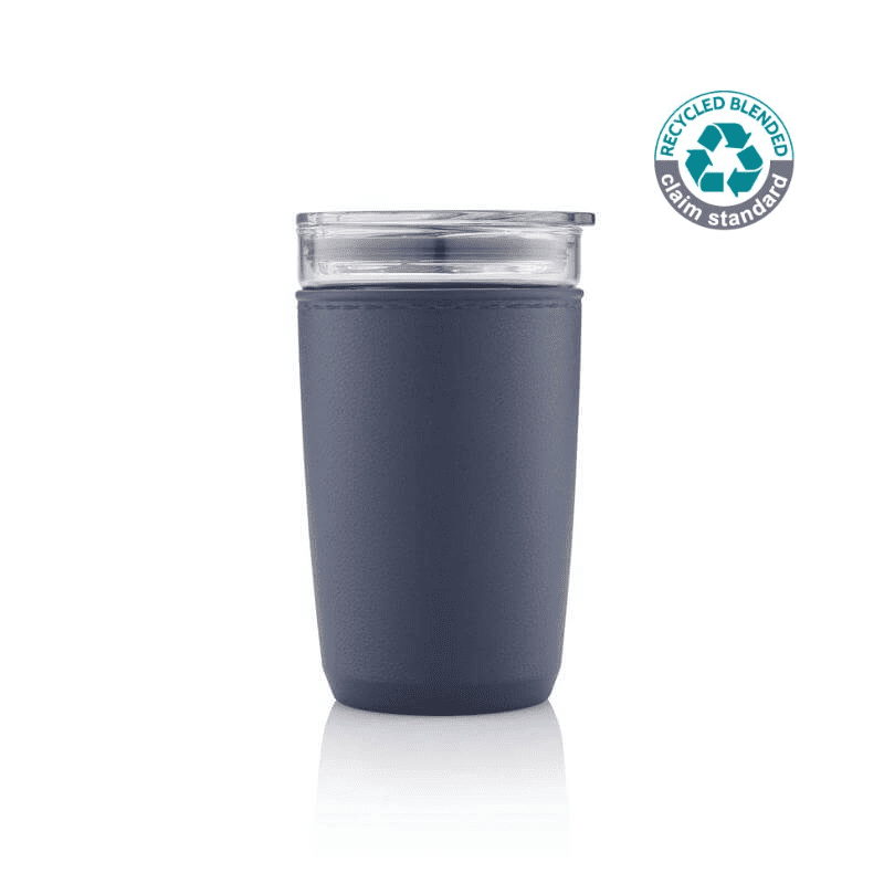 Hans Larsen Premium Glass Tumbler with Recycled Protective Sleeve - Blue