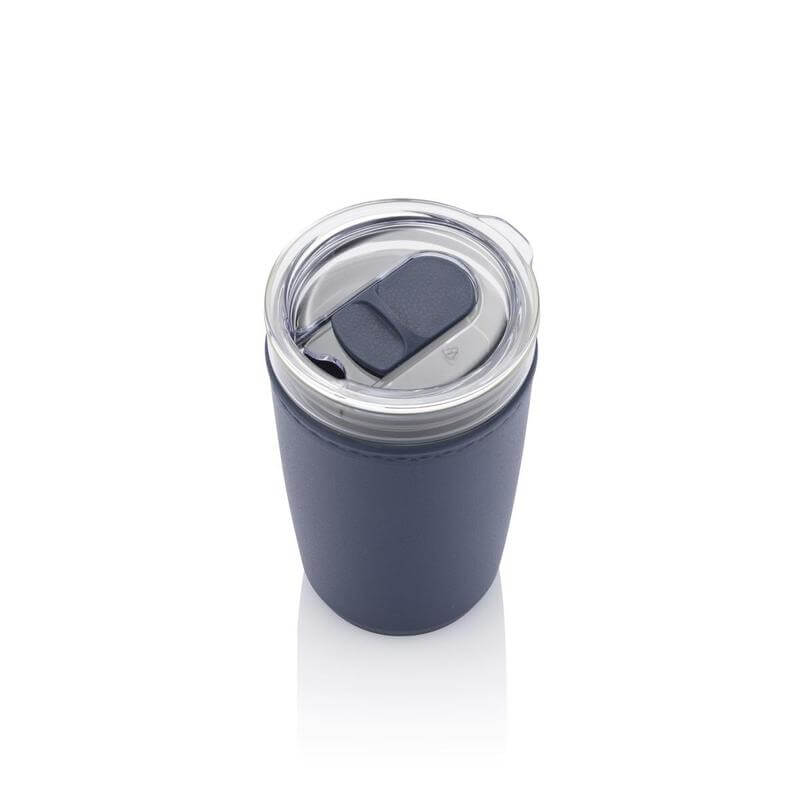 Hans Larsen Premium Glass Tumbler with Recycled Protective Sleeve - Blue