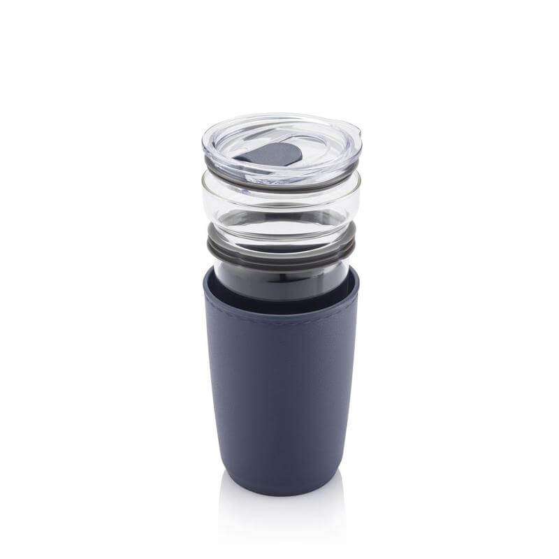 Hans Larsen Premium Glass Tumbler with Recycled Protective Sleeve - Blue