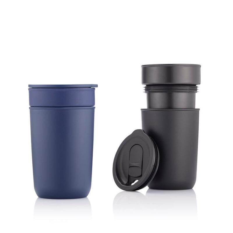 Hans Larsen Premium Ceramic Tumbler With Recycled Protective Sleeve - Black