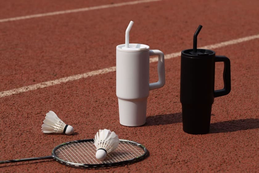 Recycled Stainless Steel Tumbler with Reusable Straw - White