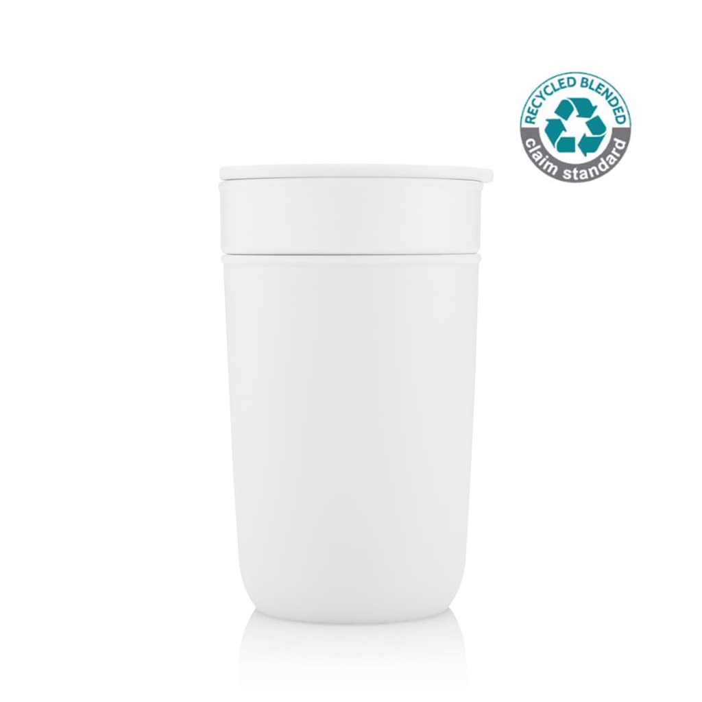 Hans Larsen Premium Ceramic Tumbler With Recycled Protective Sleeve - White