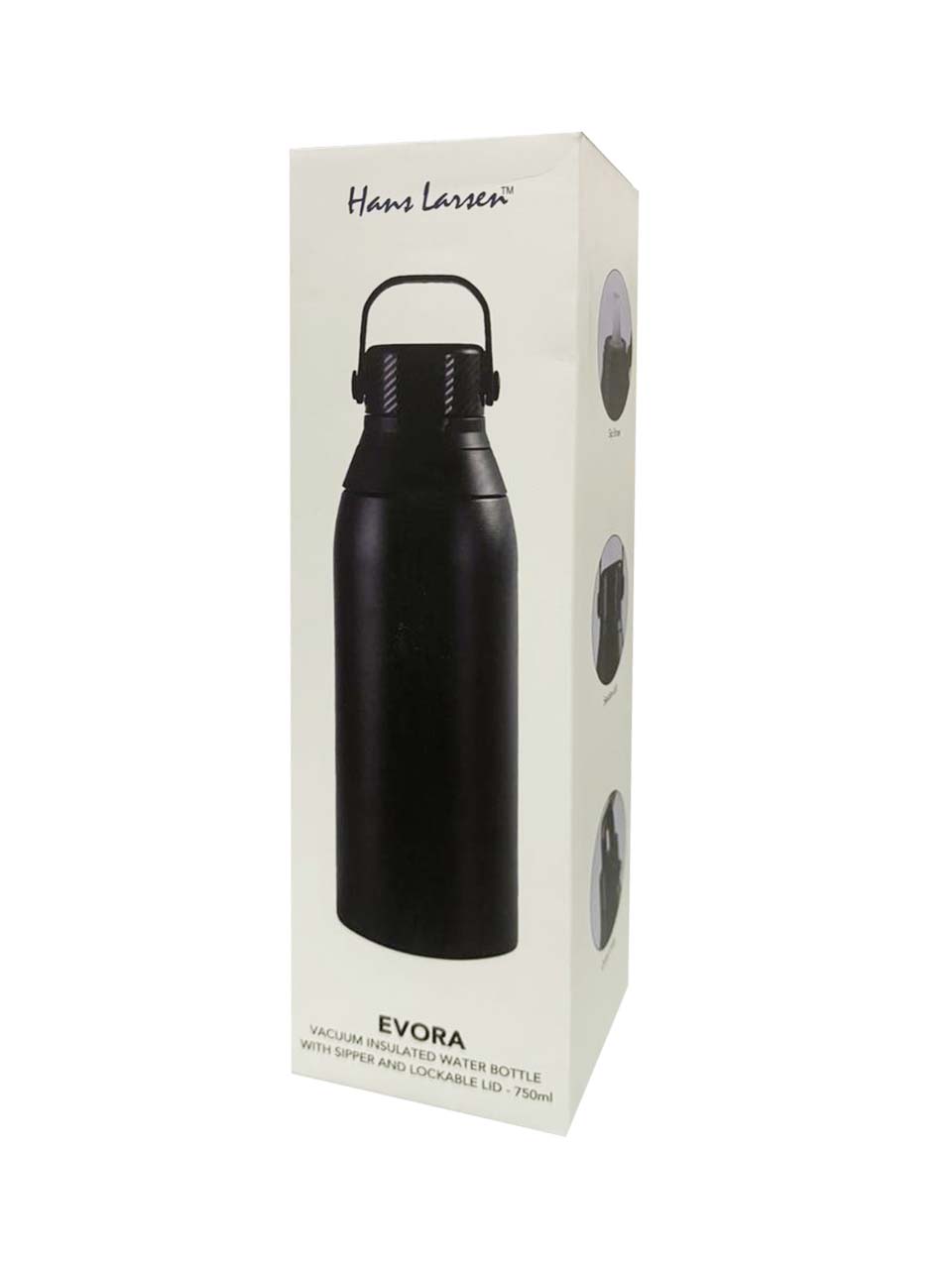 Hans Larsen Double Wall Stainless Steel Vacuum Bottle - 750ml - Black